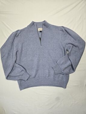 Universal Thread Blue Half Zip Mock Neck Puff Sleeve Sweater XL